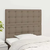 vidaXL Vzglavje postelje sivo-rjavo 90x5x118/128 cm blago