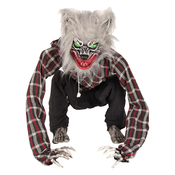 SHX Figura živali Volk sedeci volcji in glava roke animiran Halloween dekoracija