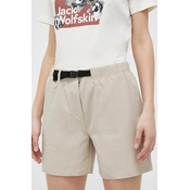 Kratke hlače Jack Wolfskin 10 za žene, boja: bež, glatki materijal, srednje visoki struk