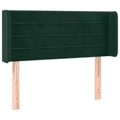 Vidaxl Vzglavje z ušesi temno zeleno 93x16x78/88 cm žamet