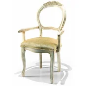 Casa Padrino Luxury Baroque Dining Room Chair with Armrests Gold/Ivory - Made in Italy