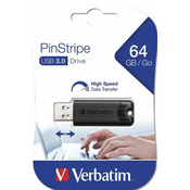 Verbatim USB FLASH MEMORIJE 64GB DRIVE 3.0 PINSTRIPE BLACK 49318 ( UFV49318/Z )