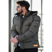 23453 Dewberry Removable Hood Faux Fur Lined Slim fit Jacket-Khaki