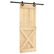 Vidaxl Drsna vrata Naravna in črna 80 x 210 cm Masiven borov les