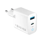 Forever GaN PD QC adapter za punjenje 1x USB-C, 1x USB, 33W, bijeli [GSM171395]