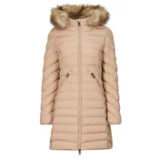 Superdry FUJI HOODED MID FAUSSE FOURRURE Bež