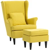 Homestar Naslanjač Wingback z naslonjalom za noge 75x83x104 cm rumene barve