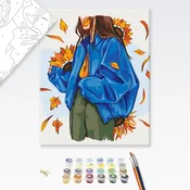 Poslikava po številkah jesenski outfit - 40x50