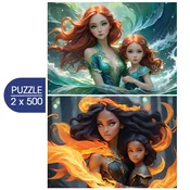 Alipson Puzzle - Puzzle 2x500 Voda in ogenj - zbirka Mati in hči - 500 kosov