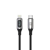 Podatkovni kabel z LCD zaslonom Forever USB-C/Lightning 1m 27W črn