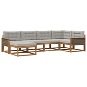 Set vanjskih sofa s jastukom 6 pcs Prirodna i Svjetlosiva
