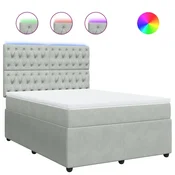 Vidaxl Box spring postelja z vzmetnico svetlo siv 140x190 cm žamet
