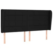 Vidaxl Vzglavje z ušesi črno 183x23x118/128 cm blago