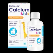 Domowa Apteczka Calpossis Calcium Kids 165 ml - kalcij + vitamin D3 + cink za otroke od 3. leta starosti, tekočina z okusom pomaranče