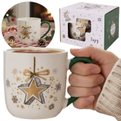 sarcia.eu Bela, BOŽIČNA SKODELICA porcelanska skodelica z ročajem in motivom zvezdic – ZAPAKIRANA V DARILNI ŠKATLI 320 ml