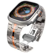 Remen TECH-PROTECT STAINLESS LINE remen za APPLE WATCH 4 / 5 / 6 / 7 / 8 / 9 / SE / ULTRA 1 / 2 (42 / 44 / 45 / 49 MM) titan/narancasti (5906203697311)