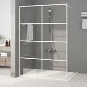 vidaXL Pregrada za tuš bela 140x195 cm prozorno ESG steklo