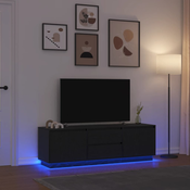 TV ormaric s LED svjetlima crni 160,5x41x50 cm