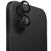 UNIQ UNIQ Optix aluminijasto zaščitno steklo za kamero za iPhone 16 6.1/16 Plus 6.7, polnočno črno, z aplikatorjem
