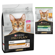 Pro Plan suha mačja hrana + 6 x 85 g mokre hrane gratis! - Adult Derma Care bogata z lososom (3 kg) + Piščanec (6 x 85 g)
