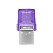 USB ključ Kingston DataTraveler microDuo 3C, USB-C, USB 3.2 Gen 1, OTG, 64 GB s pokrovčkom