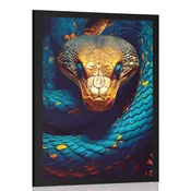 Plakat modro zlata kača - 60x90 silver