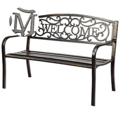 COSTWAY Kovinska vrtna klop z napisom WELCOME, (5000232194)