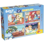 Bluey in prijatelji 2 v 1, 4x48-delna maxi talna sestavljanka in pobarvanka 35x25 cm - Lisciani