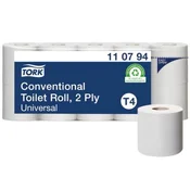 Toaletni papir, sistem T4, dvoslojni, premer: 12,5 cm, univerzalni, TORK, bel, 10 rolic