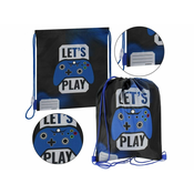 STARPAK Let's Play Črno-modra vreča za čevlje, šolska vreča za čez ramo PAD 39x33 cm STARPAK