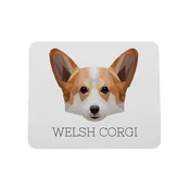 Pembroke Welsh Corgi - geometrijska podloga za miško s fotografijo in napisom