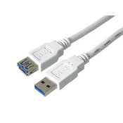 PremiumCord Podaljševalni kabel USB 3.0 Super-speed 5Gbps A-A, MF, 9-pinski, 5 m, beli