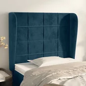 Vidaxl Vzglavje z ušesi temno modra 93x23x118/128 cm žamet