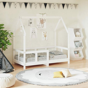 VIDAXL otroški posteljni okvir (70x140cm, trdna borovina), bel