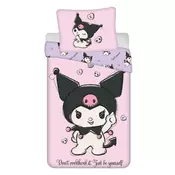 Ružičasta pamučna dječja posteljina za krevet za jednu osobu 140x200 cm Hello Kitty Kuromi – Jerry Fabrics
