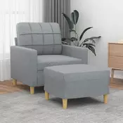 Fotelja s tabureom svjetlosiva 60 cm od tkanine