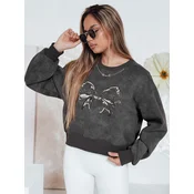 Bluza damska krótka oversize z motywem tie-dye DENVIS grafitowa Dstreet