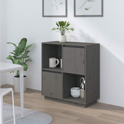 Komoda sivi 74x35x80 cm od masivne borovine