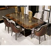 Casa Padrino luxury dining table gray/brown/gold 226 x 112 x H. 70 cm - Rectangular solid wood kitchen table - Dining room furniture - Luxury furniture - Luxury Collection