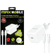 MaxMobile kućni punjač PD SUPER FAST CHARGE Set 2U1 TYPE C + kabel, TR385004 Gan 45W