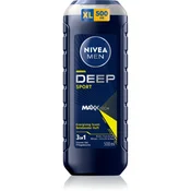 Nivea Gel za prhanje za obraz, telo in lase za moške Deep Sport Men (Body, Face & Hair Shower Gel) (Neto kolieina 500 ml)