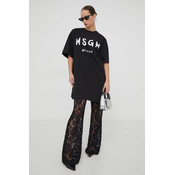 Bombažna obleka MSGM črna barva