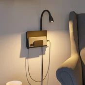 Paulmann Halina USB LED stenska svetilka, fleksibilna ročica, črna - spalnica - Sodobni - Kovina