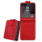 AVIZAR Chesterfield etui za kartice za Samsung Z Flip 7 z magnetnim zavihkom, Rdeča, (5000190282)