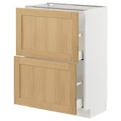 METOD / MAXIMERA Podni element,2 fioke, bela/Forsbacka hrastovina, 60x37 cm
