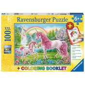 Ravensburger Puzzle Čarobni enorogi XXL 100 kosov + pobarvanka