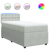 Vidaxl Box spring postelja z vzmetnico svetlo siva 80x200 cm žamet
