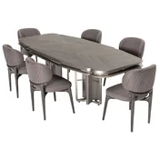 Casa Padrino luxury dining room set gray/silver - 1 Luxury Dining Table & 6 Luxury Dining Chairs - Dining room furniture - Luxury furniture - Luxury furnishings
