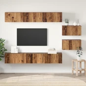 Set TV komoda Zidne Staro drvo Konstruirano drvo