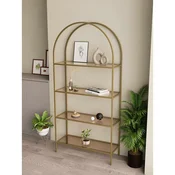 Hanah Home Linda polica za knjige 80 × 172 × 30 cm, zlatna / bronzano staklo